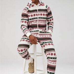 Fabletics Fair Isle Hooded Fleece Onesie – XL – NWT